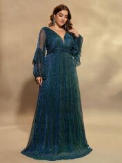 Акція на Сукня вечірня довга жіноча SHEIN GD-00158151 3XL Темно-зелена від Rozetka