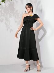 Акція на Сукня міді літня жіноча SHEIN GD-00169954 M Чорна від Rozetka