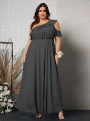 Акція на Сукня вечірня довга літня жіноча SHEIN GD-00158174 4XL Темно-сіра від Rozetka