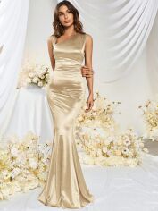 Акція на Сукня вечірня довга жіноча SHEIN GD-00165310 L Кремова від Rozetka