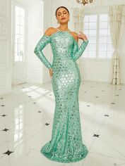 Акція на Сукня вечірня довга жіноча SHEIN GD-00158115 XL Зелена від Rozetka