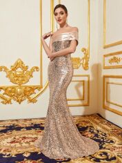 Акція на Сукня вечірня довга жіноча SHEIN GD-00162947 XS Кремова від Rozetka