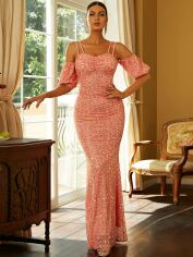 Акція на Сукня вечірня довга жіноча SHEIN GD-00165342 XL Рожева від Rozetka