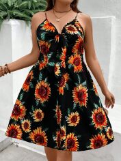 Акція на Сукня міді літня жіноча SHEIN GD-00169749 XL Чорна від Rozetka