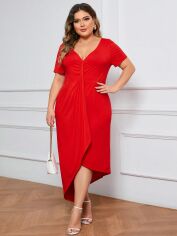 Акція на Сукня-футболка міді літня жіноча SHEIN GD-00170464 XL Червона від Rozetka