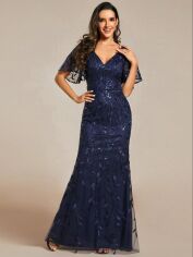 Акція на Сукня вечірня довга жіноча SHEIN GD-00157206 S Темно-синя від Rozetka