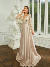 Акція на Сукня вечірня довга жіноча SHEIN GD-00158061 L Кремова від Rozetka