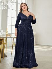 Акція на Сукня вечірня довга жіноча SHEIN GD-00158140 XL Темно-синя від Rozetka
