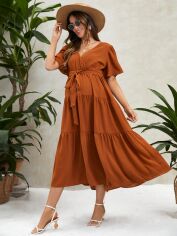 Акція на Сукня міді літня жіноча SHEIN GD-00142219 L Коричнева від Rozetka
