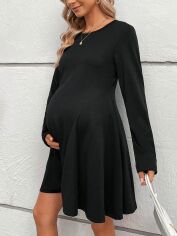 Акція на Сукня для вагітних коротка осіння жіноча SHEIN GD-00166053 S Чорна від Rozetka
