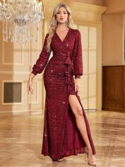Акція на Сукня вечірня довга жіноча SHEIN GD-00158083 M Бордова від Rozetka
