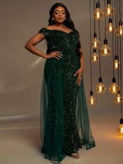 Акція на Сукня вечірня довга жіноча SHEIN GD-00162982 5XL Темно-зелена від Rozetka