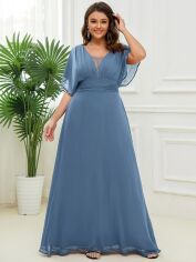 Акція на Сукня вечірня довга жіноча SHEIN GD-00158170 3XL Сіра із блакитним від Rozetka