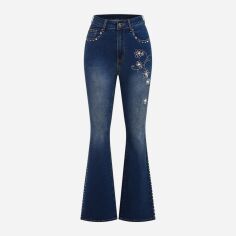 Акція на Джинси Кльош жіночі SHEIN GD-00161637 XS Темно-сині від Rozetka