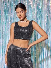 Акція на Топ жіночий SHEIN GD-00160304 S Чорний від Rozetka
