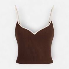Акція на Топ жіночий SHEIN GD-00164243 XS Коричневий від Rozetka