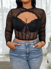 Акція на Топ жіночий SHEIN GD-00161173 2XL Чорний від Rozetka