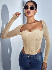Акція на Топ жіночий SHEIN GD-00164883 L Кремовий від Rozetka