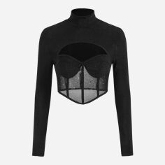 Акція на Топ жіночий SHEIN GD-00162567 S Чорний від Rozetka