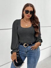 Акція на Лонгслів довгий жіночий SHEIN GD-00170964 XL Сірий від Rozetka