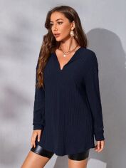Акція на Лонгслів довгий жіночий SHEIN GD-00170792 XS Темно-синій від Rozetka