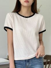 Акція на Футболка жіноча SHEIN GD-00122975 XL Світло-бежева від Rozetka