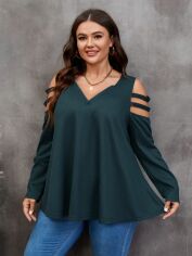 Акція на Футболка жіноча SHEIN GD-00161160 XL Темно-зелена від Rozetka
