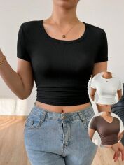 Акція на Футболка жіноча SHEIN GD-00163438 XS-Petite Різнокольорова від Rozetka