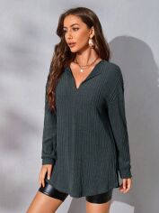 Акція на Футболка жіноча SHEIN GD-00163455 XL Темно-сіра від Rozetka