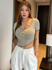 Акція на Футболка жіноча SHEIN GD-00164089 XL Зелена від Rozetka