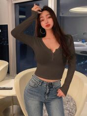 Акція на Футболка жіноча SHEIN GD-00165107 XL Коричнева від Rozetka