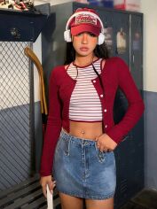 Акція на Футболка жіноча SHEIN GD-00165804 M Бордова від Rozetka