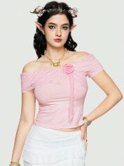 Акція на Футболка жіноча SHEIN GD-00166073 XS Рожева від Rozetka