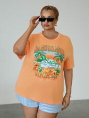 Акція на Футболка жіноча SHEIN GD-00166142 2XL Коралова від Rozetka