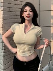 Акція на Футболка жіноча SHEIN GD-00169707 S Кремова від Rozetka