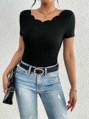 Акція на Футболка жіноча SHEIN GD-00169693 M Чорна від Rozetka