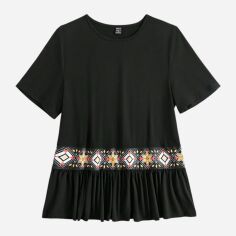 Акція на Футболка жіноча SHEIN GD-00162365 S Чорна від Rozetka