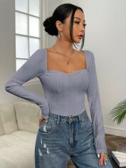 Акція на Футболка жіноча SHEIN GD-00163437 M Сіра із блакитним від Rozetka