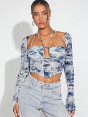 Акція на Топ жіночий SHEIN GD-00165078 L Чорна з білим від Rozetka