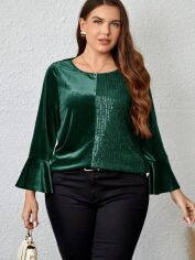 Акція на Блузка жіноча SHEIN GD-00166023 5XL Темно-зелена від Rozetka