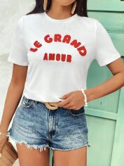 Акція на Футболка жіноча SHEIN GD-00169285 XS Біла від Rozetka