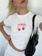 Акція на Футболка жіноча SHEIN GD-00169698 S Біла від Rozetka