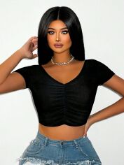 Акція на Футболка жіноча SHEIN GD-00170770 M Чорна від Rozetka