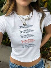 Акція на Футболка жіноча SHEIN GD-00170905 4XL Біла від Rozetka