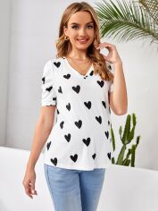 Акція на Футболка жіноча SHEIN GD-00162860 2XL Біла від Rozetka