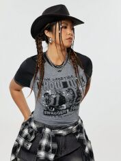 Акція на Футболка жіноча SHEIN GD-00156411 XL Різнокольорова від Rozetka
