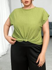Акція на Футболка жіноча SHEIN GD-00161696 4XL Зелена від Rozetka