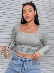 Акція на Футболка жіноча SHEIN GD-00164021 XL Світло-сіра від Rozetka