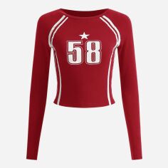 Акція на Лонгслів довгий жіночий SHEIN GD-00164062 S Червоний від Rozetka