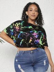 Акція на Футболка жіноча SHEIN GD-00169825 US 24/26 Чорна від Rozetka